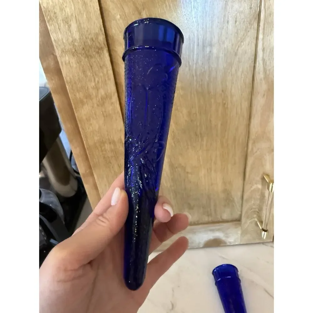 Set Of Auto Car Flower Vases Birds Cobalt Blue & Light Pink Wall Pockets 8